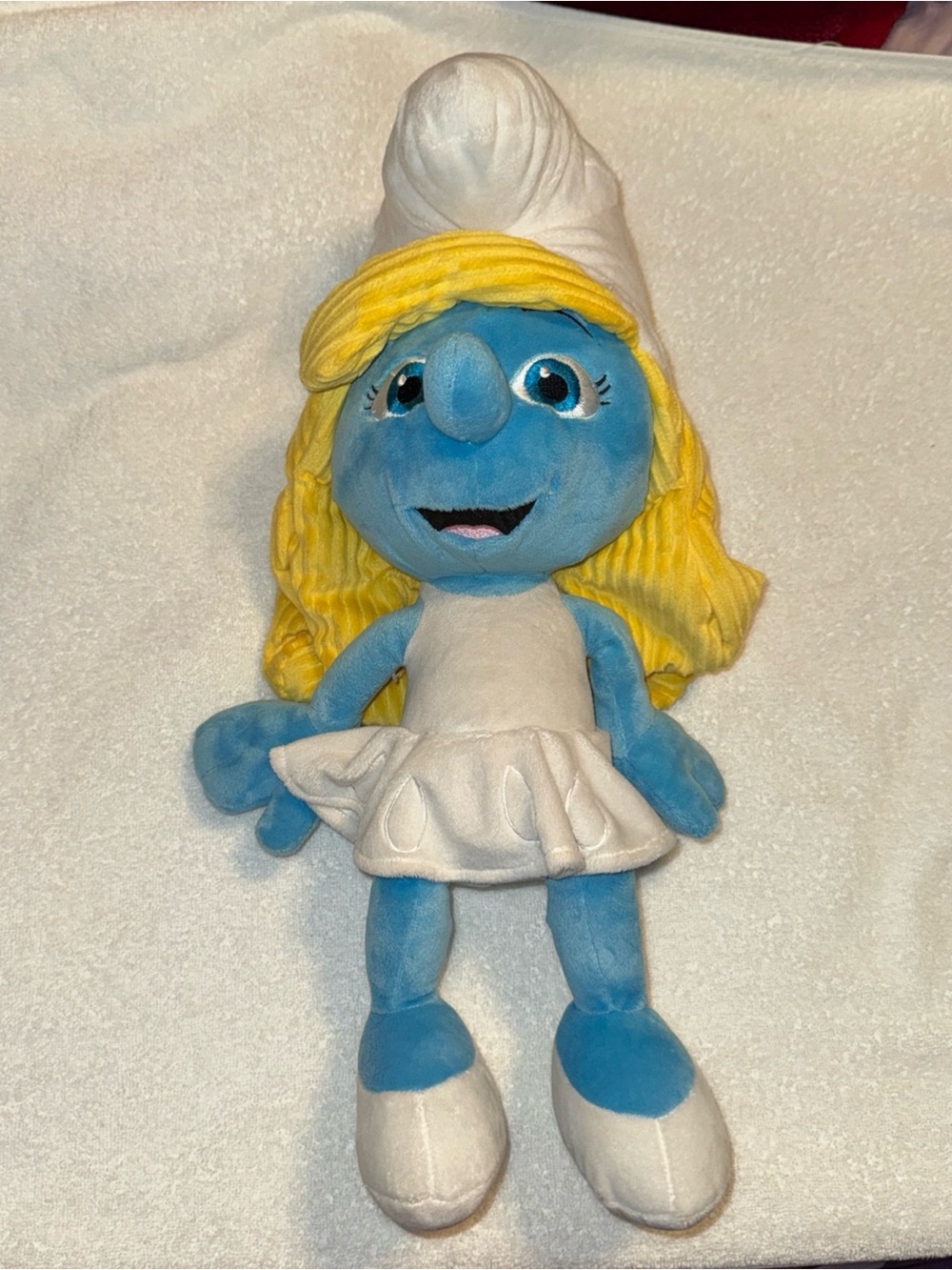 Blue and Yellow Plush Smurf-Inspired Doll - Soft Kids Stuffed Animal